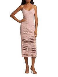 Lunaria Embellished Crocheted Cotton Midi-Dress