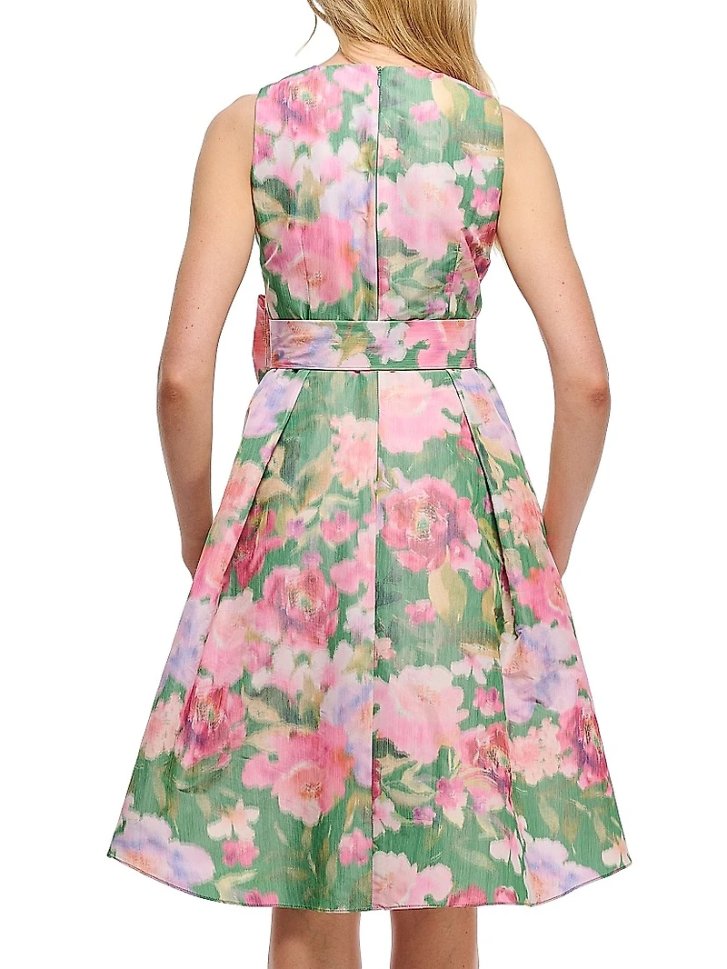 Keegan Floral Taffeta Fit & Flare Dress