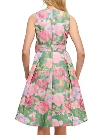 Keegan Floral Taffeta Fit & Flare Dress