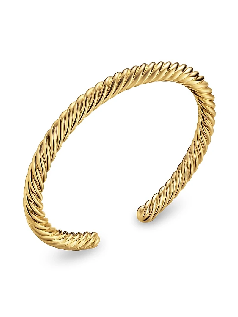 Cable Cuff Bracelet 18K Yellow Gold, 6MM