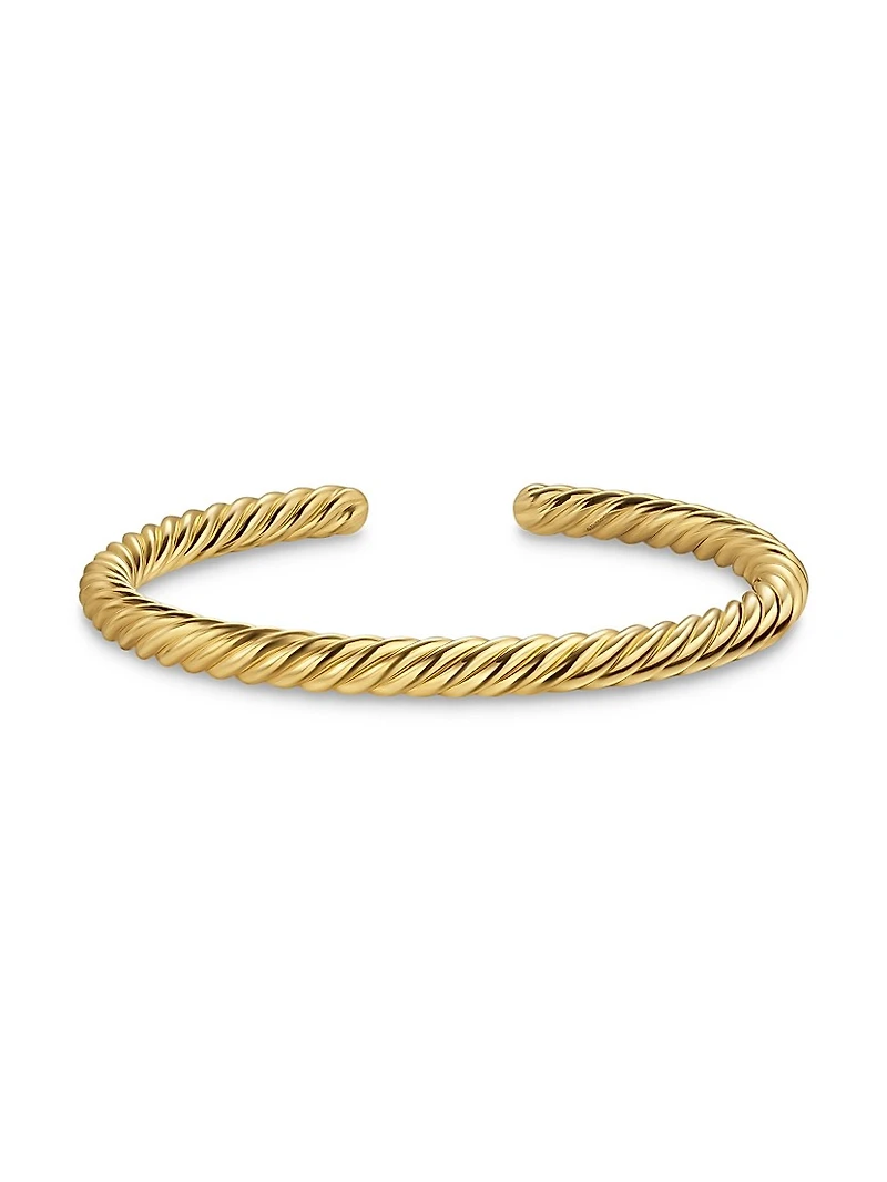 Cable Cuff Bracelet 18K Yellow Gold, 6MM