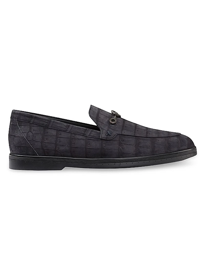 Nubuck Crocodile Leather Loafers