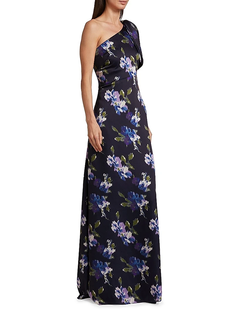 Chelsea Floral One-Shoulder A-Line Gown