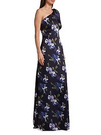 Chelsea Floral One-Shoulder A-Line Gown