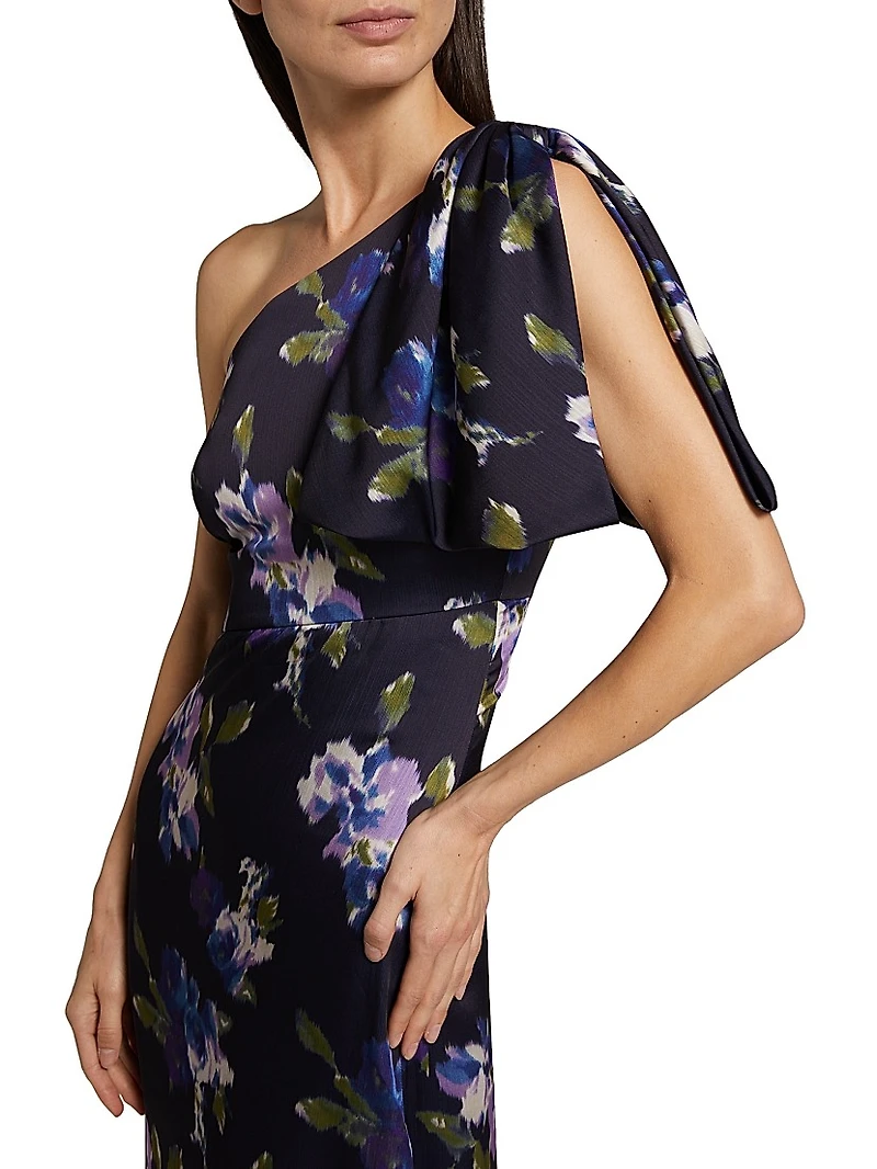 Chelsea Floral One-Shoulder A-Line Gown