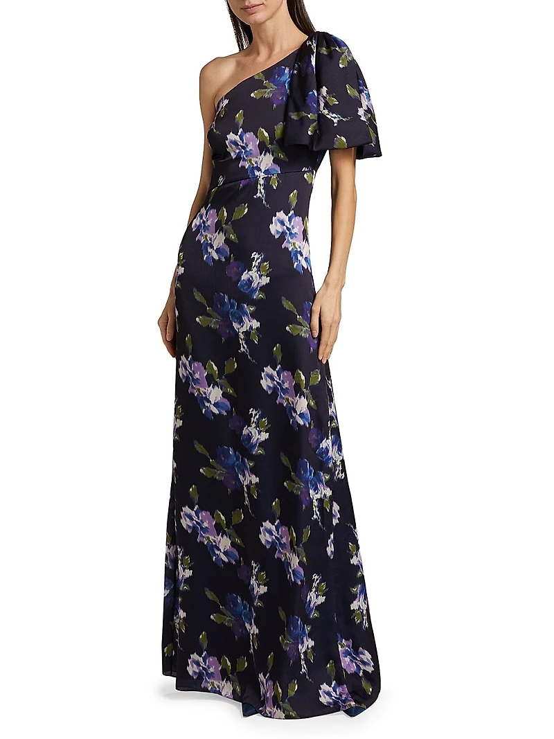 Chelsea Floral One-Shoulder A-Line Gown