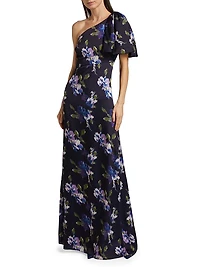 Chelsea Floral One-Shoulder A-Line Gown