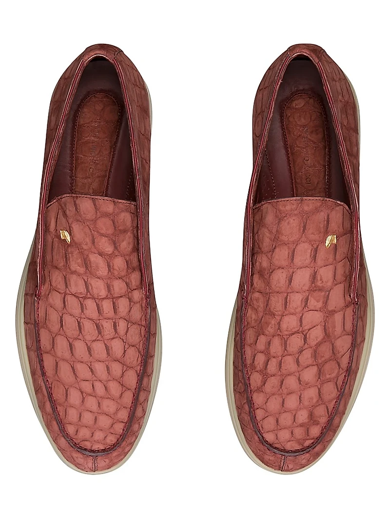 Nubuck Crocodile Leather Loafers