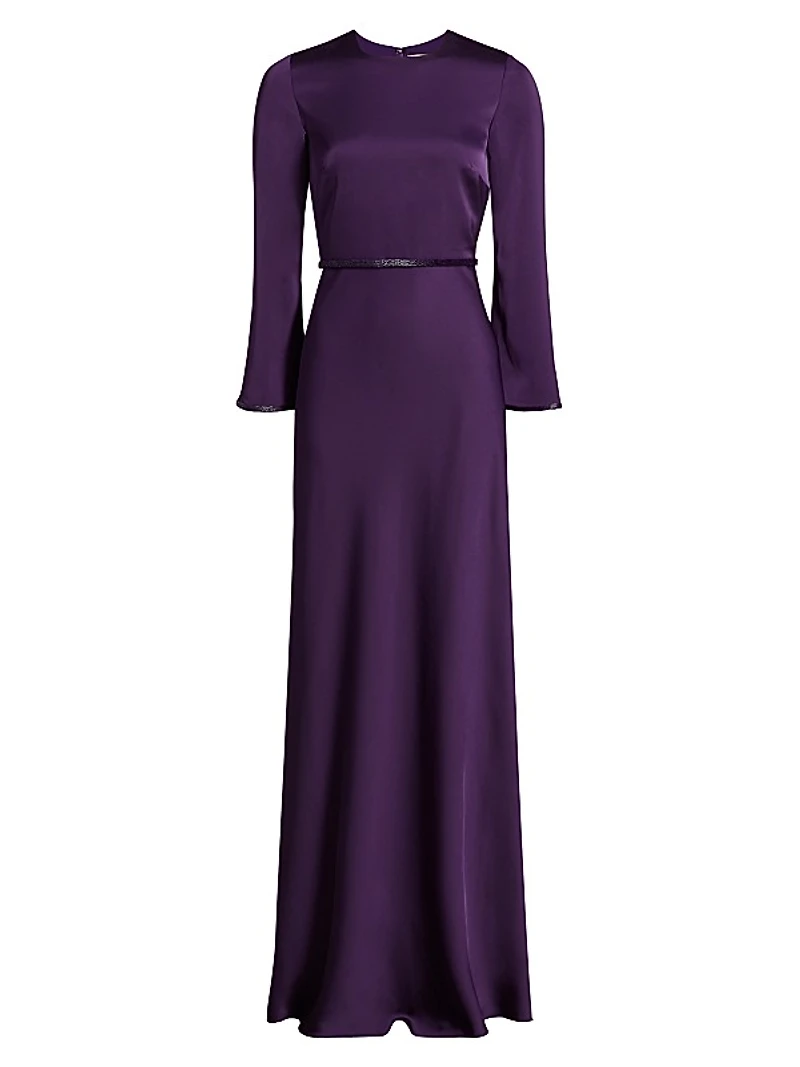 Alex Crêpe Long-Sleeve A-Line Gown