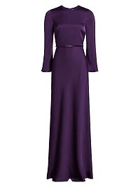 Alex Crêpe Long-Sleeve A-Line Gown