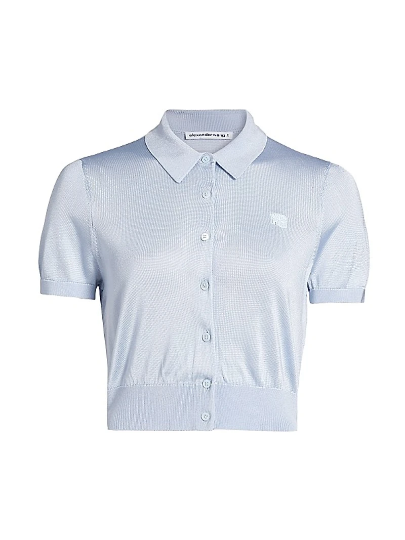 Embroidered Logo Polo Cardigan