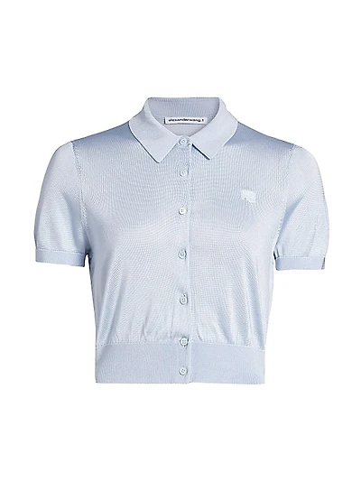 Embroidered Logo Polo Cardigan