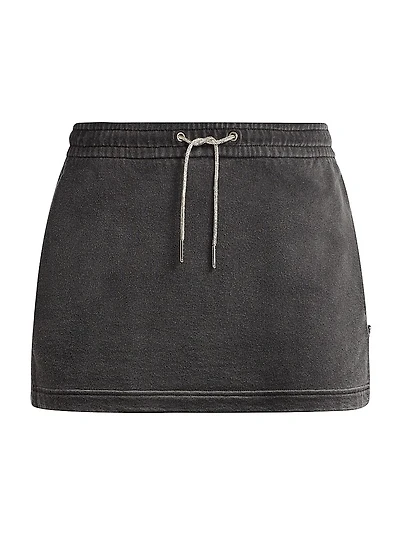 Rhinestone Drawcord Cotton Terry Miniskirt