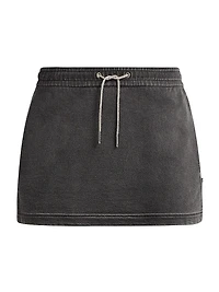 Rhinestone Drawcord Cotton Terry Miniskirt