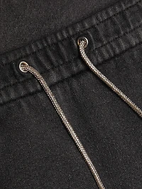 Rhinestone Drawcord Cotton Terry Miniskirt