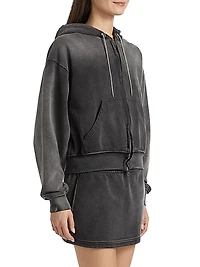 Rhinestone-Embellished Terry Zip-Front Hoodie