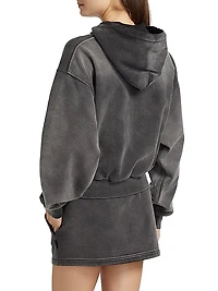 Rhinestone-Embellished Terry Zip-Front Hoodie