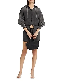 Rhinestone-Embellished Terry Zip-Front Hoodie