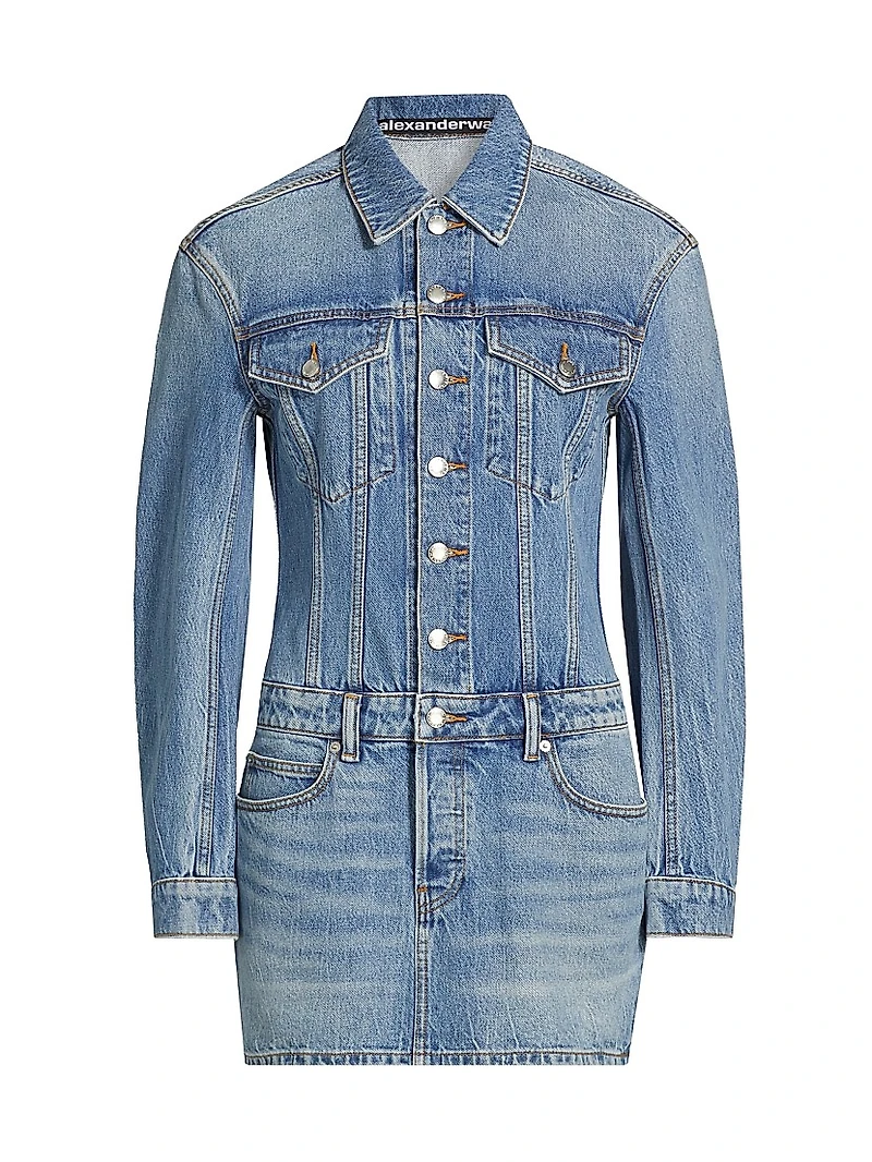 Denim Embossed Logo Minidress