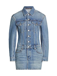 Denim Embossed Logo Minidress