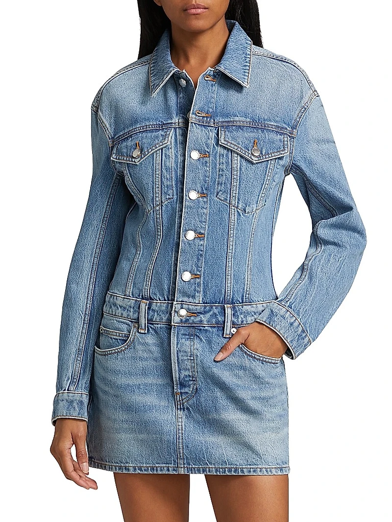 Denim Embossed Logo Minidress