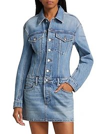 Denim Embossed Logo Minidress