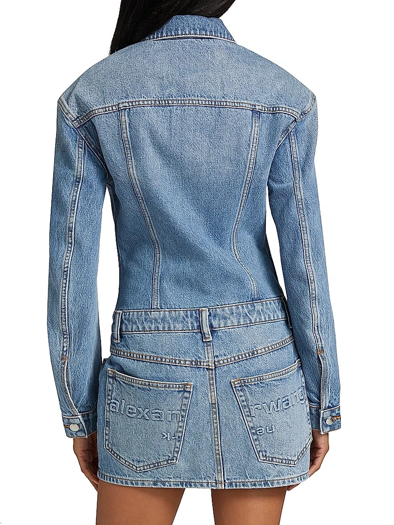 Denim Embossed Logo Minidress
