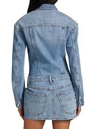 Denim Embossed Logo Minidress