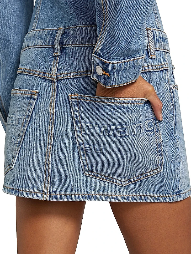 Denim Embossed Logo Minidress