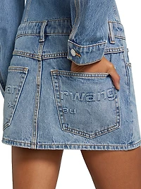 Denim Embossed Logo Minidress