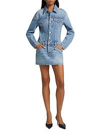 Denim Embossed Logo Minidress