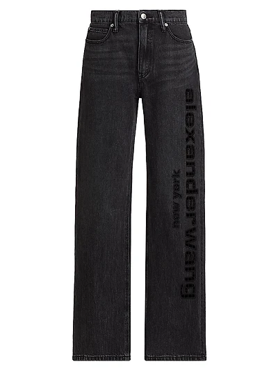 EZ Slouch Logo Cut Out Embroidered Jeans