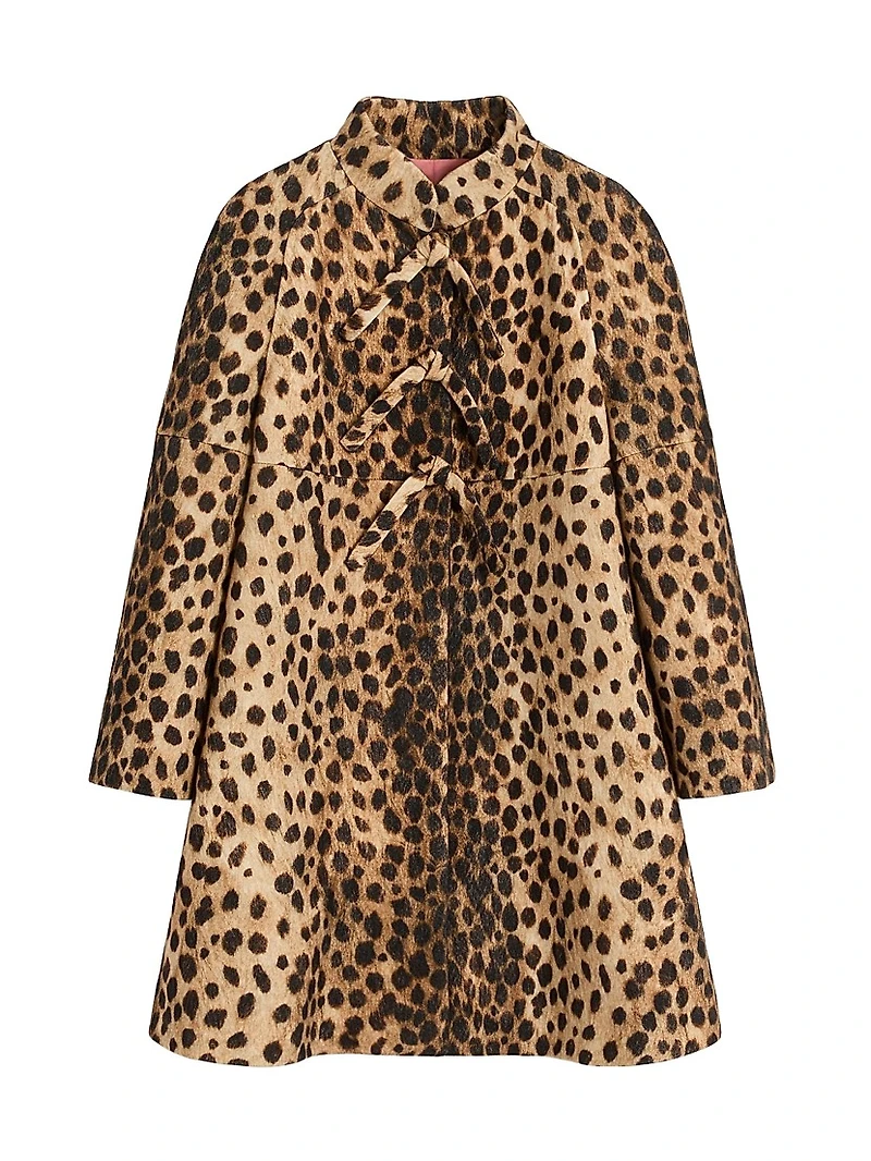 Jaguar Spots Printed Wool Cloth Coat