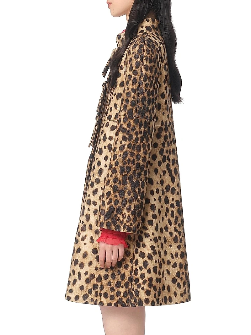 Jaguar Spots Printed Wool Cloth Coat