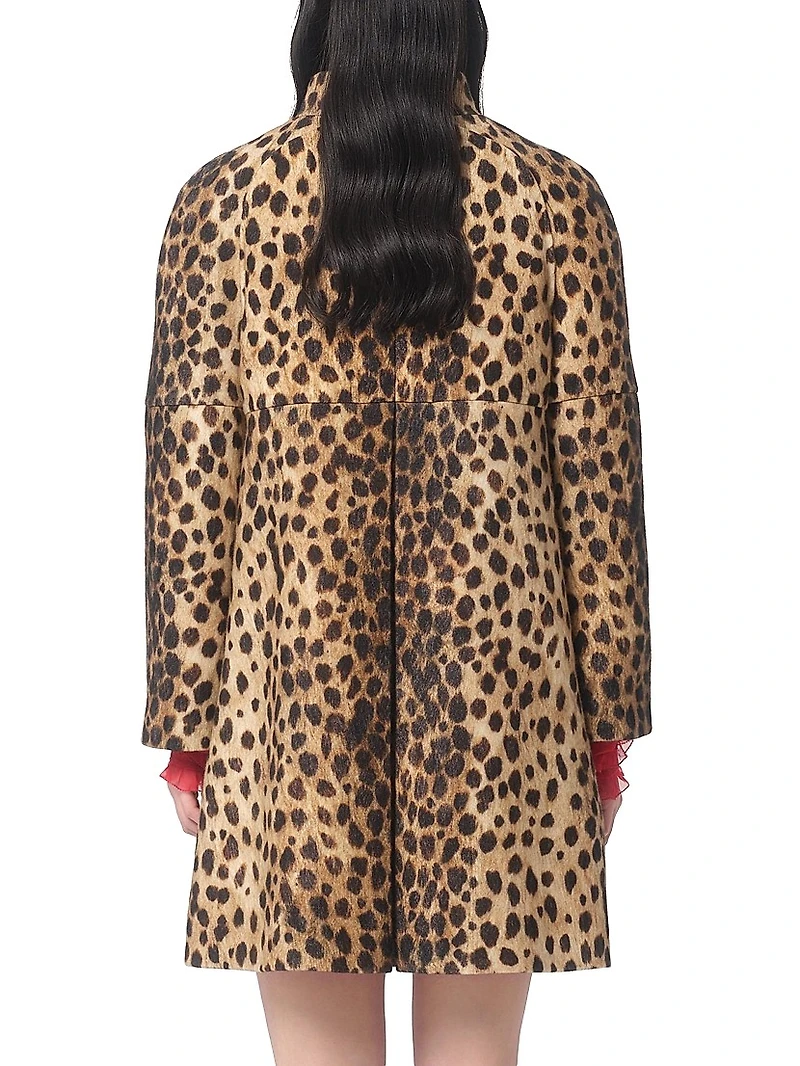 Jaguar Spots Printed Wool Cloth Coat