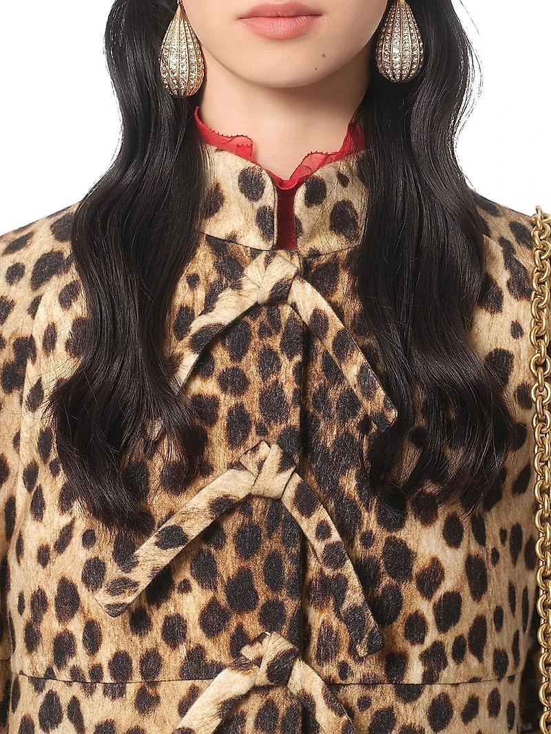 Jaguar Spots Printed Wool Cloth Coat