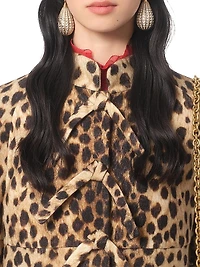Jaguar Spots Printed Wool Cloth Coat