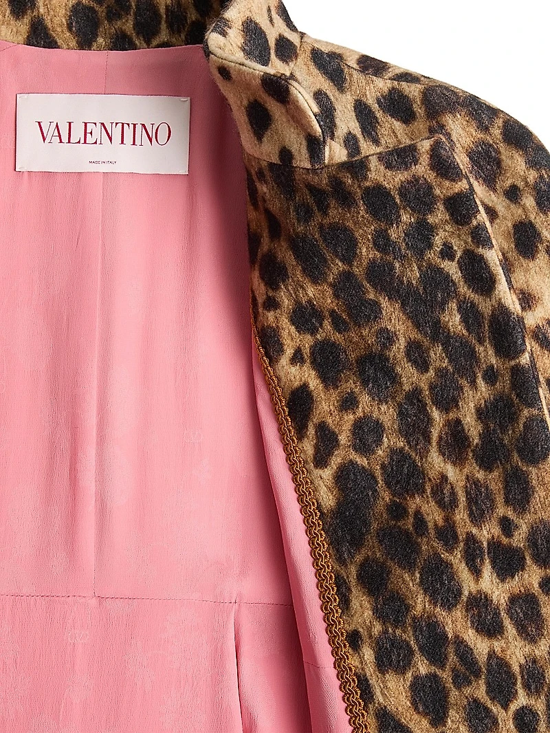 Jaguar Spots Printed Wool Cloth Coat