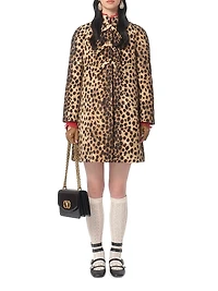 Jaguar Spots Printed Wool Cloth Coat