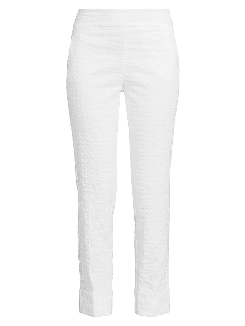 Seersucker Crop Slim Pants