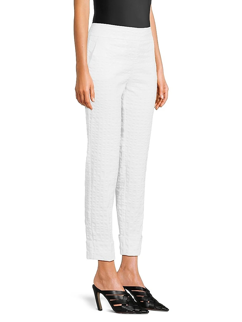 Seersucker Crop Slim Pants