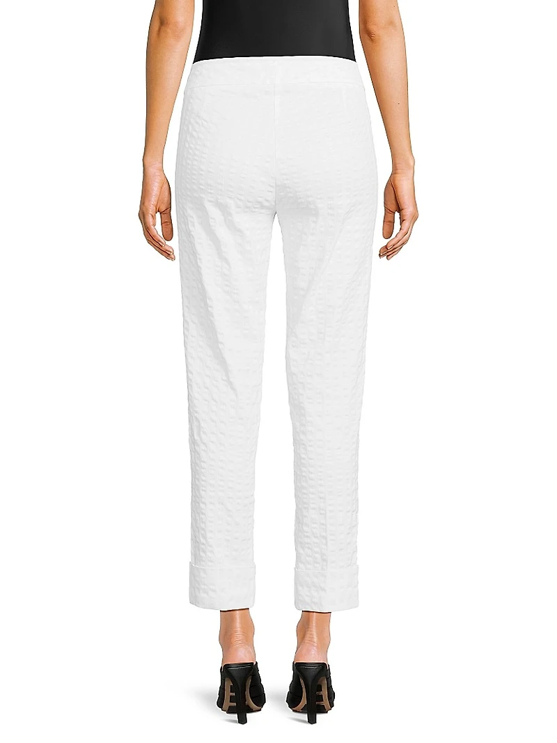 Seersucker Crop Slim Pants