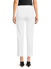 Seersucker Crop Slim Pants