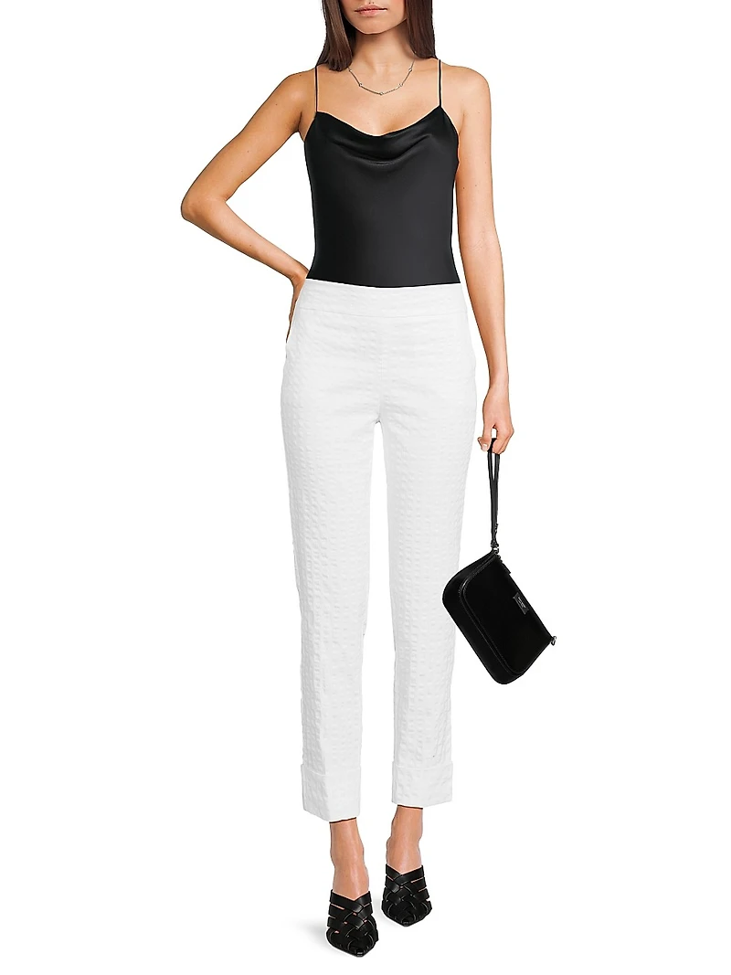 Seersucker Crop Slim Pants