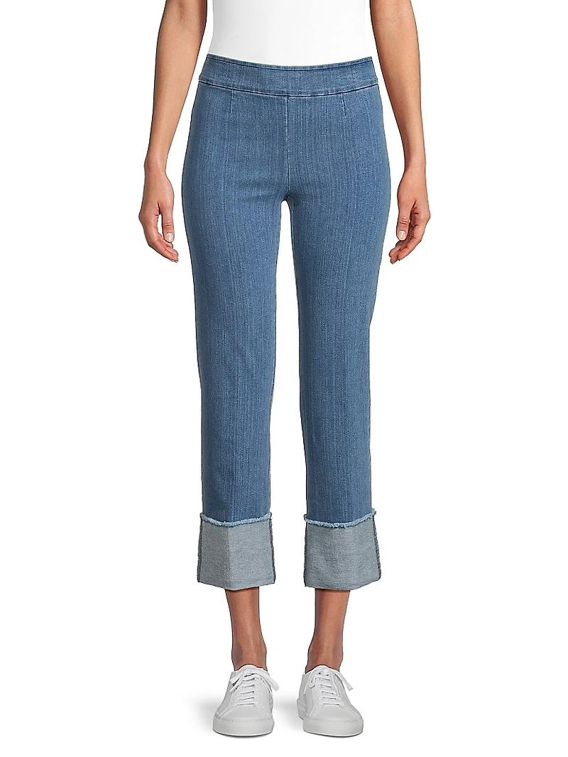 Cropped Cuffed Straight-Leg Pants
