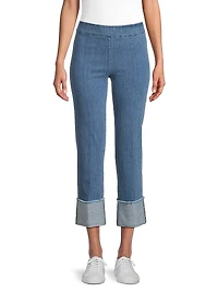 Cropped Cuffed Straight-Leg Pants