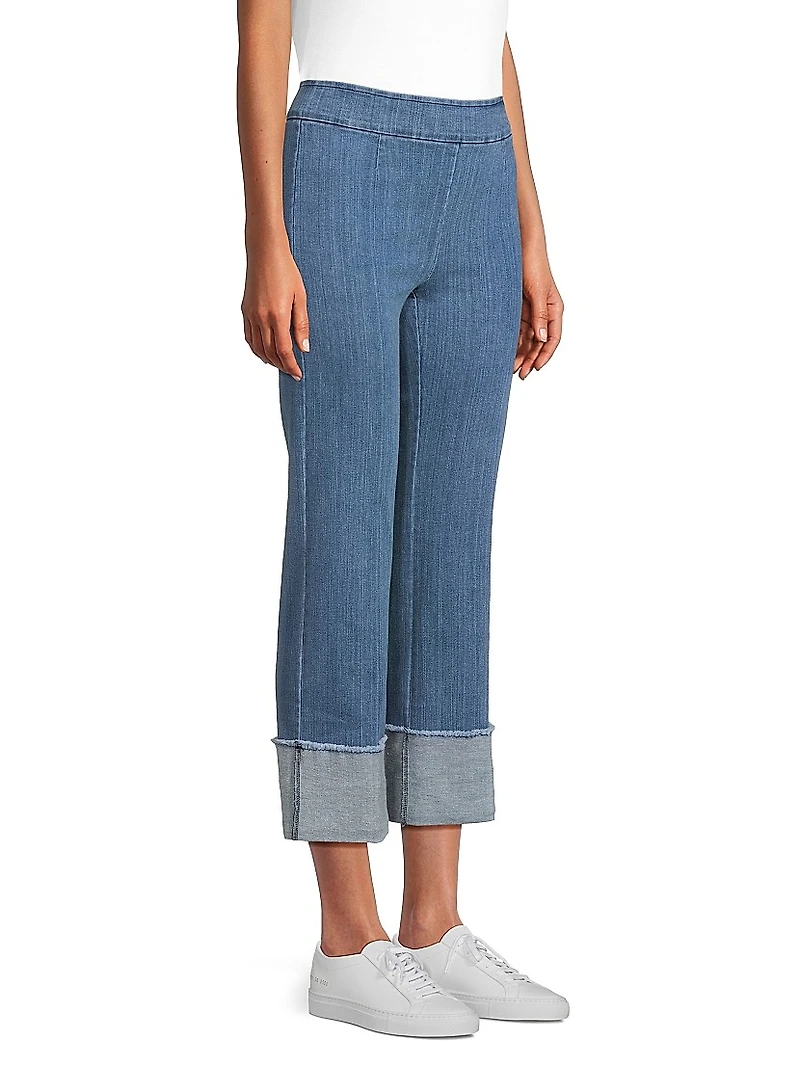 Cropped Cuffed Straight-Leg Pants