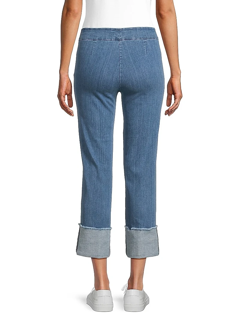 Cropped Cuffed Straight-Leg Pants