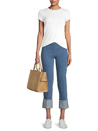 Cropped Cuffed Straight-Leg Pants