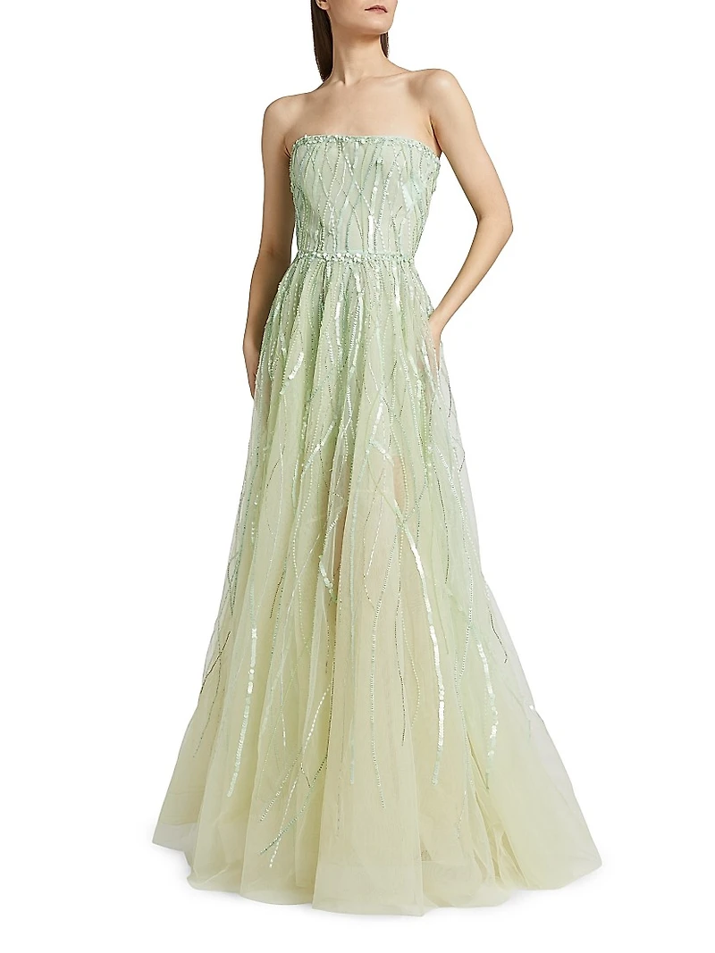 Nancy Sequined Strapless Gown